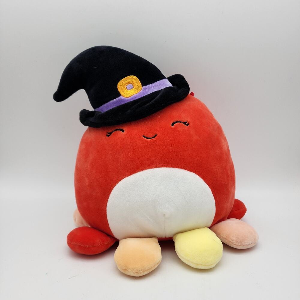 Squishmallow Halloween Detra Octopus Witch Plush 12" Black Hat Red Body 2021